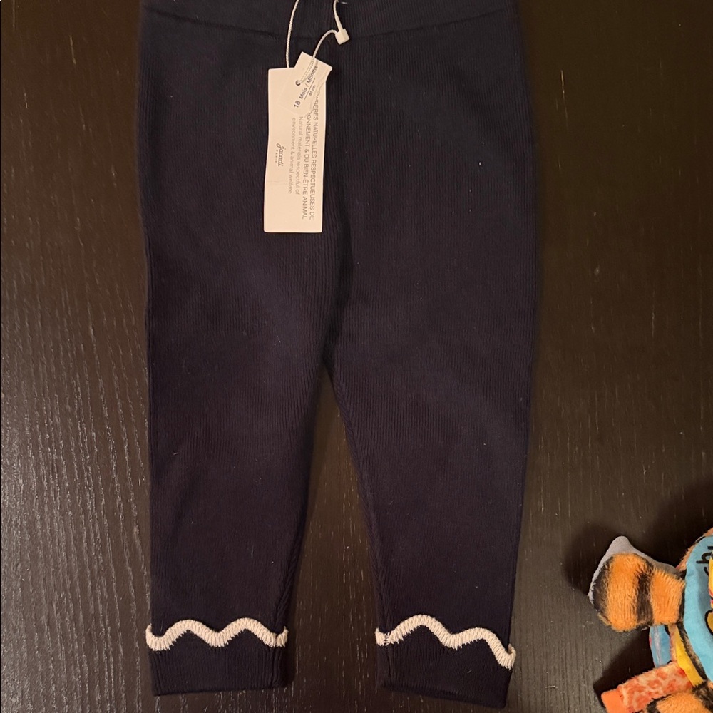 Jacadi Navy Blue Kids Leggings with White Trim